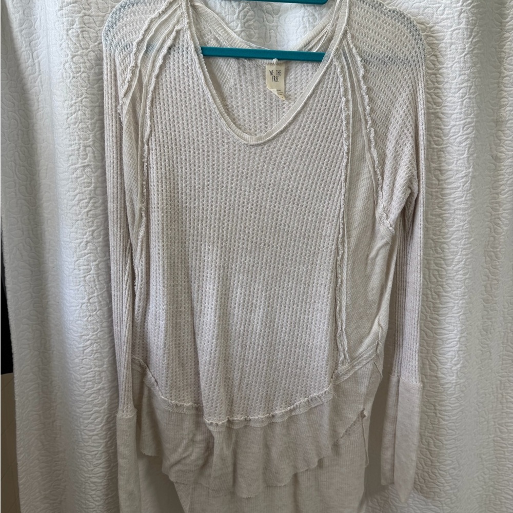We The Free Cream Waffle Knit Long Sleeve Top